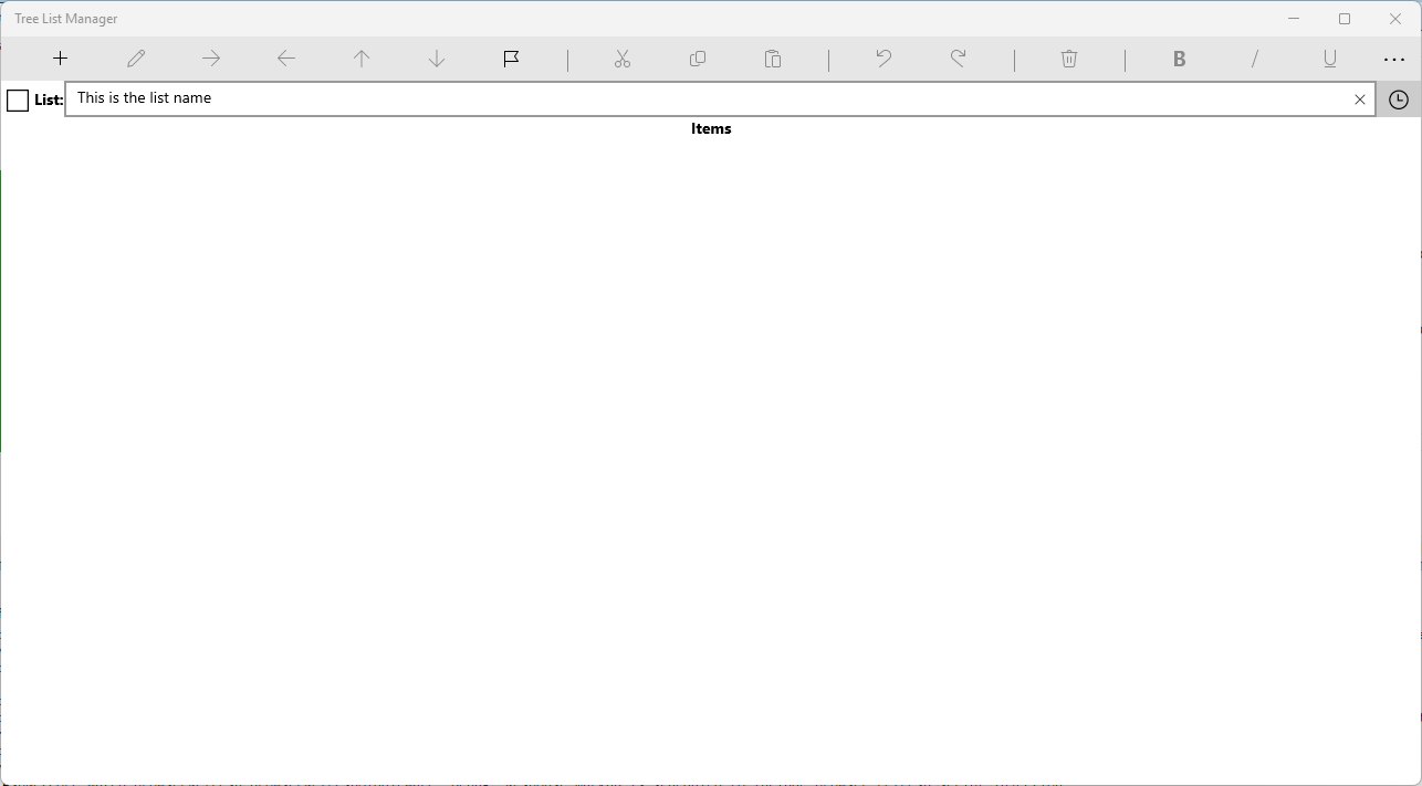 Tree List Manage:r Entering Items